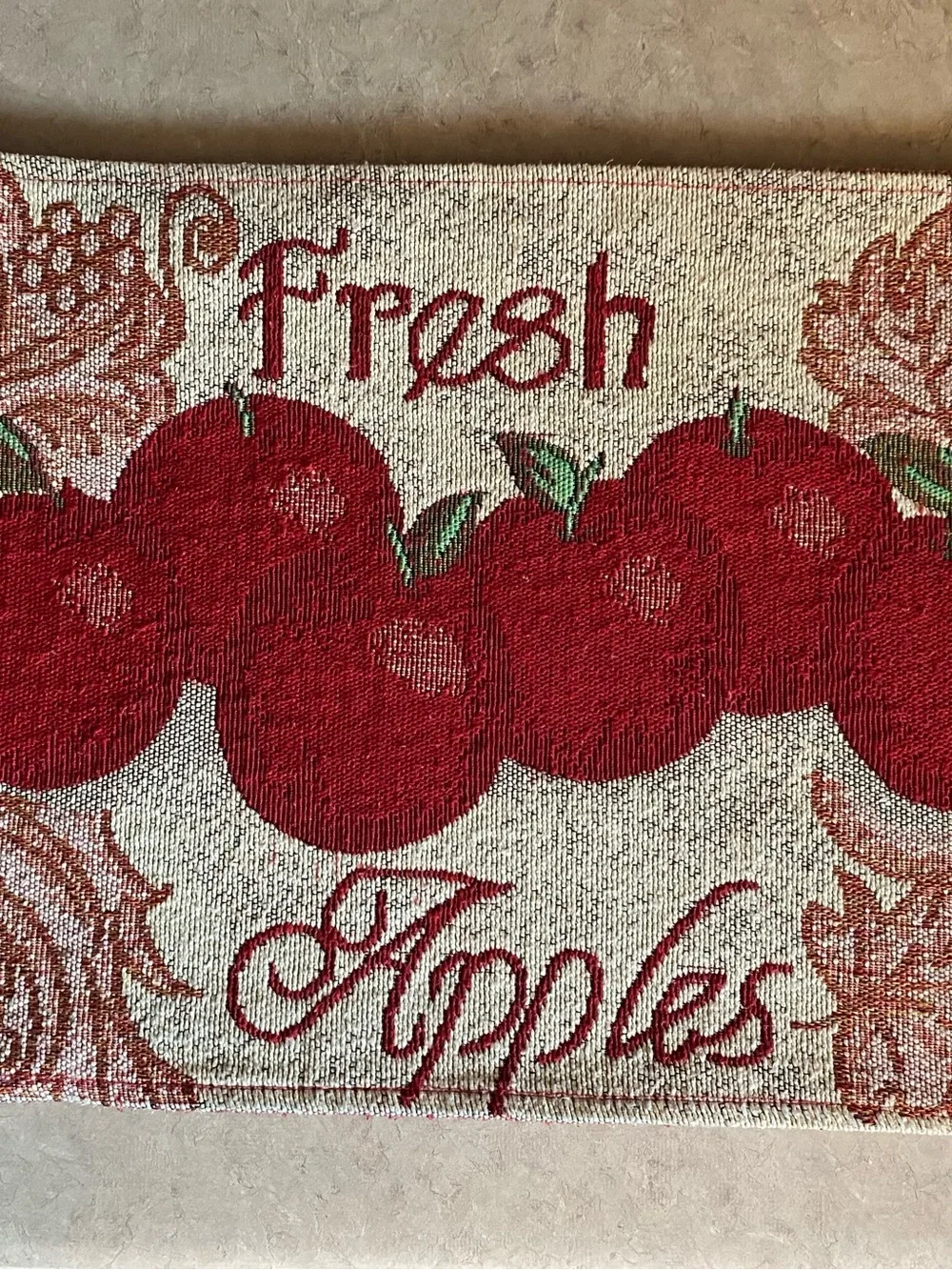 Vintage Tapestry Apples Placemats Set of 4 Kitchen Decor Cottagecore Rustic 90s